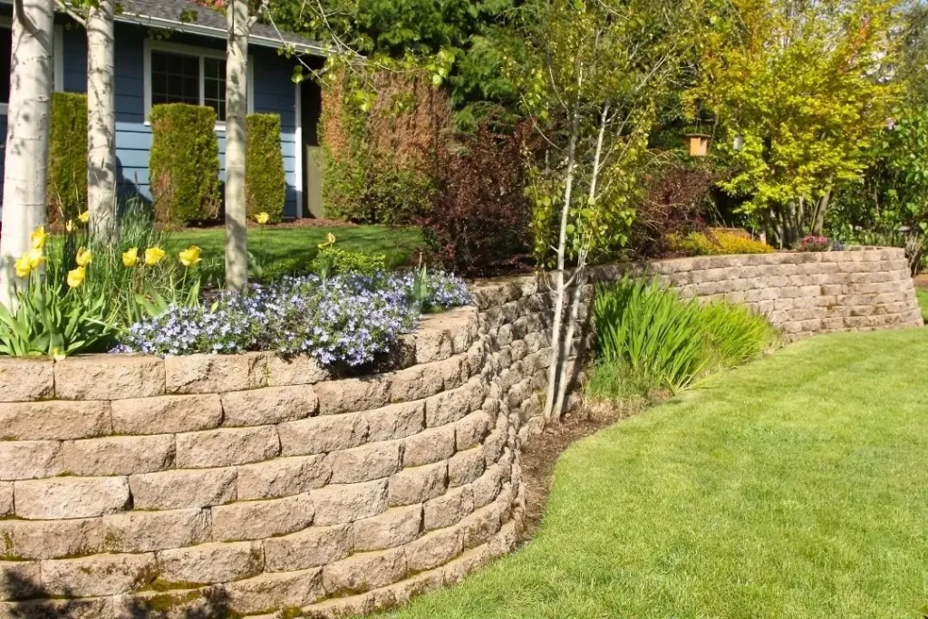 concrete block retaining walls for garden bed