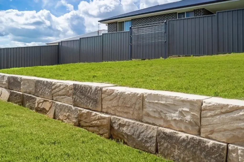 low sandstone retaining walls